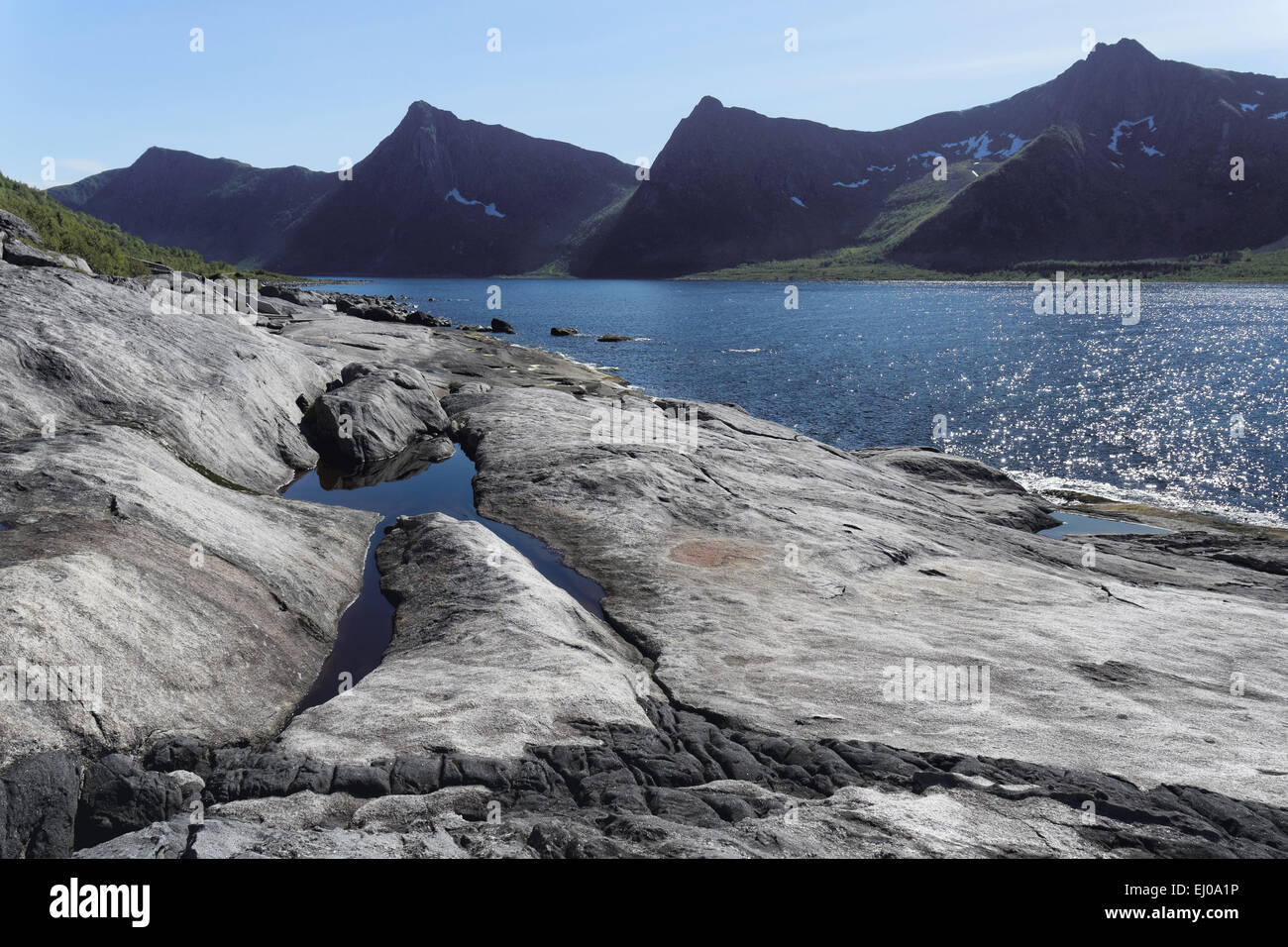 Bay, rock, Cliff, rock costa, cliff shore, Fjord, montagne, rock, costa, costale, gamma, paesaggio, paesaggio, mare, natura, Nord S Foto Stock