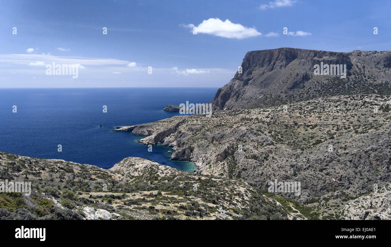 Montagna, blu, bay, montagne, Grecia, Europa, sky, Kefali, Creta, costa, paesaggi costieri, paesaggio, paesaggio, Martsalo bay, Med Foto Stock