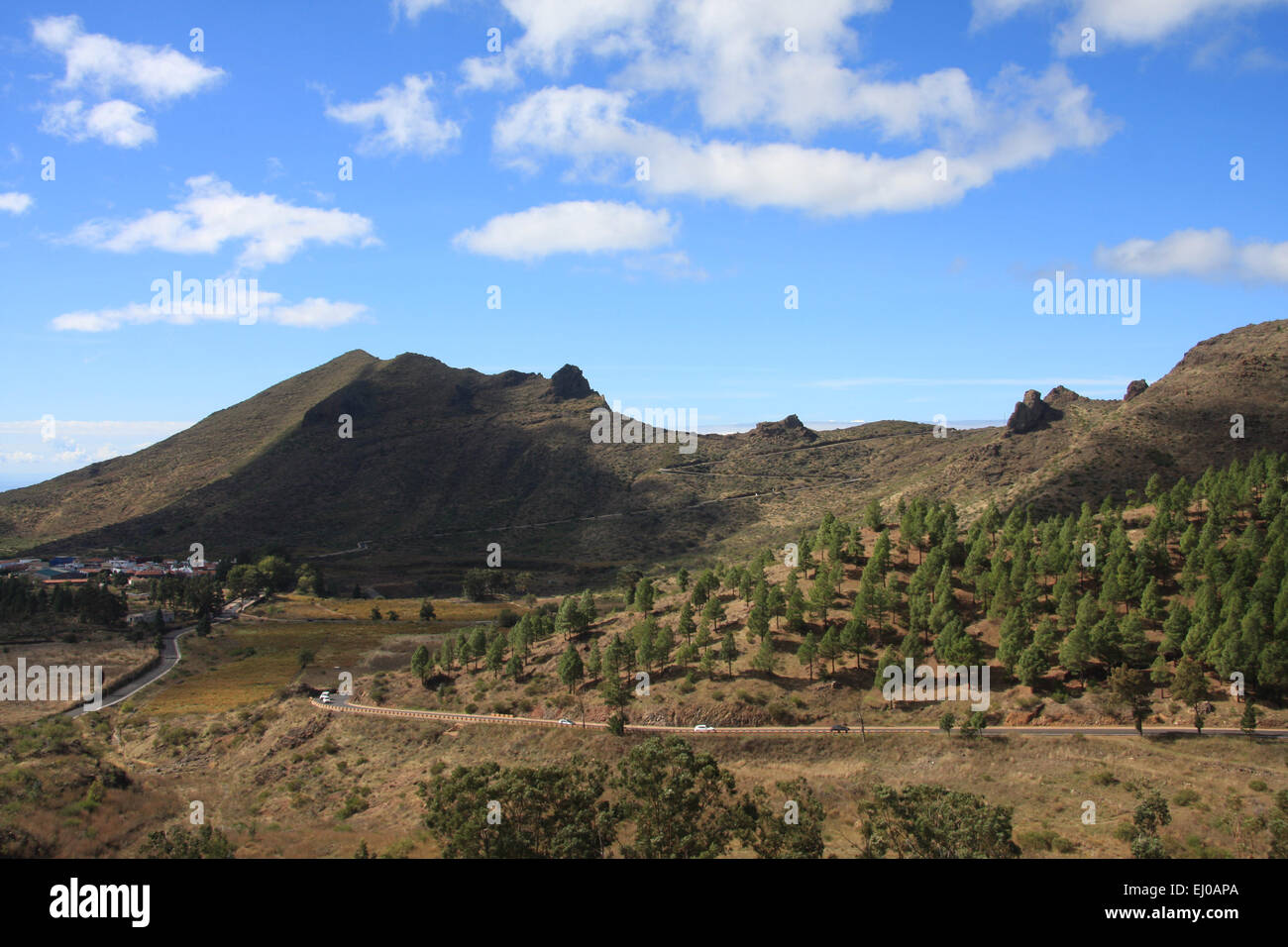 Spagna, Europa, Tenerife, Isole Canarie, Santiago del Teide, scenario, volcanical, Street, strada di montagna, Foto Stock