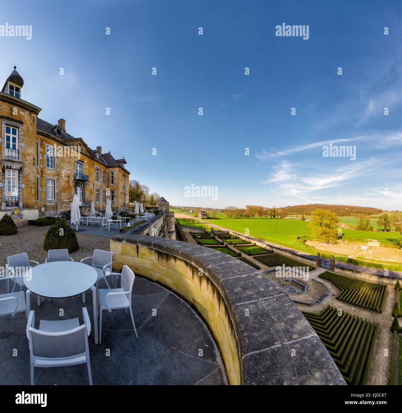 Maastricht, Paesi Bassi, Olanda, Europa, castello, molla, montagne, colline, Neercanne castle Foto Stock