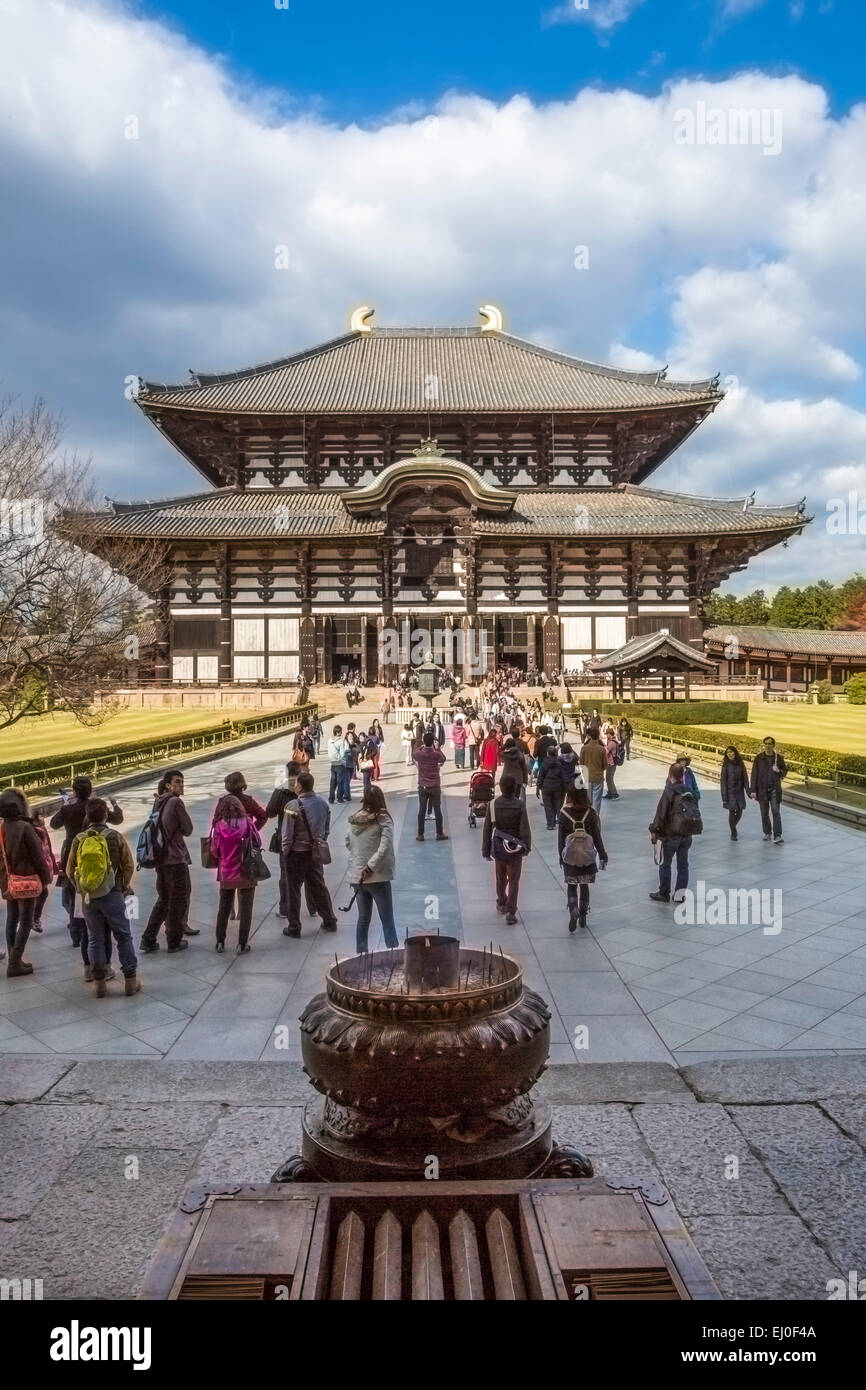 Eredità di Mondo, City, Giappone, Asia, Kansai, paesaggio, Nara, Tempio di Todai-ji, architettura, grande daibutsu, caduta, storia, religio Foto Stock