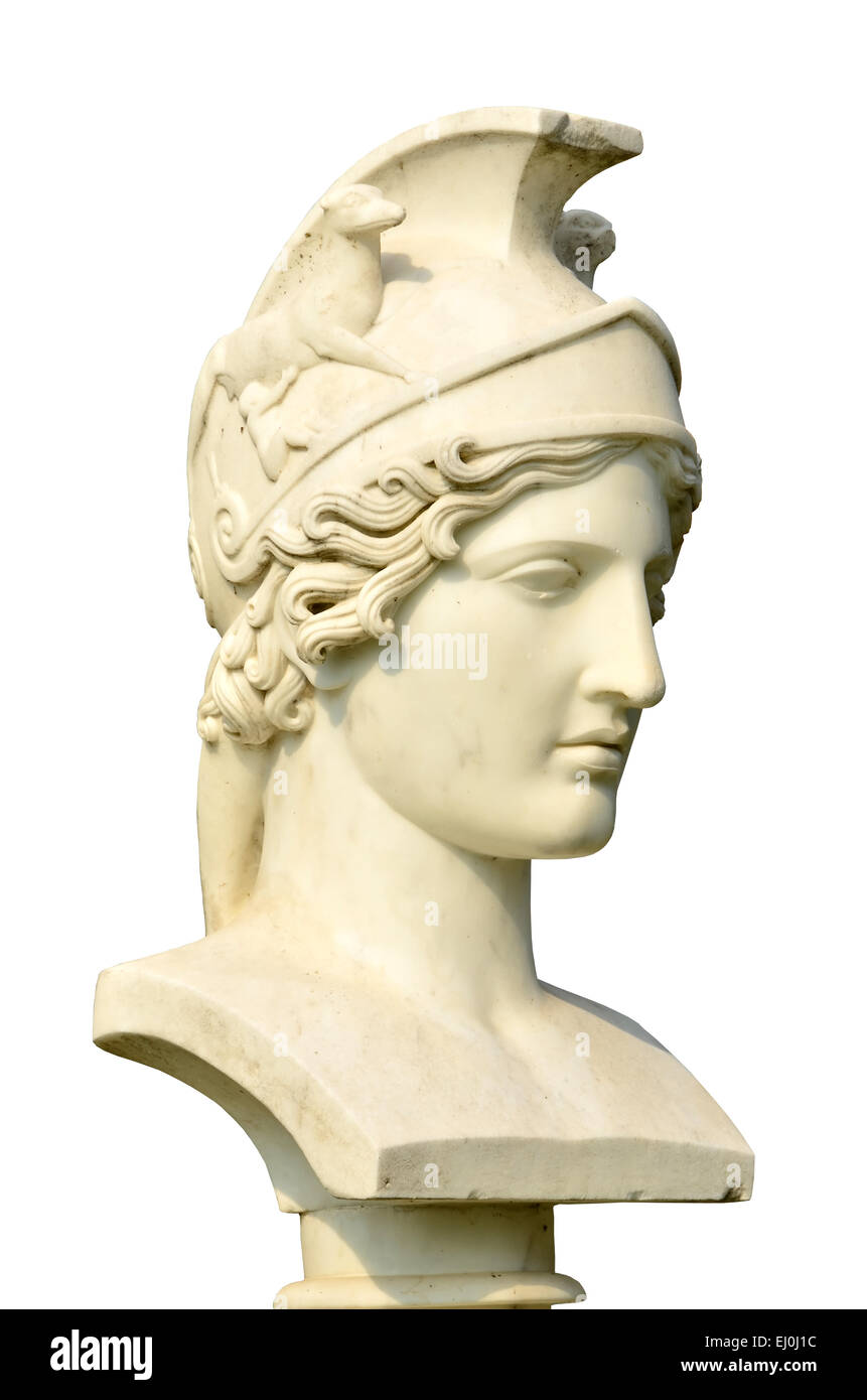 Isolamento di un elegante busto in marmo di Artemis, l equivalente del romano Diana, dea della caccia Foto Stock