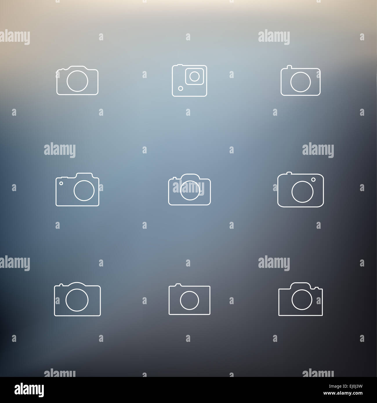 Icone di contorno delle telecamere Foto Stock