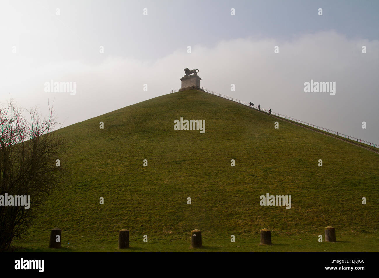 Butte du Lion in inverno dove la battaglia di Waterloo ha avuto luogo nel giugno 1815 Foto Stock