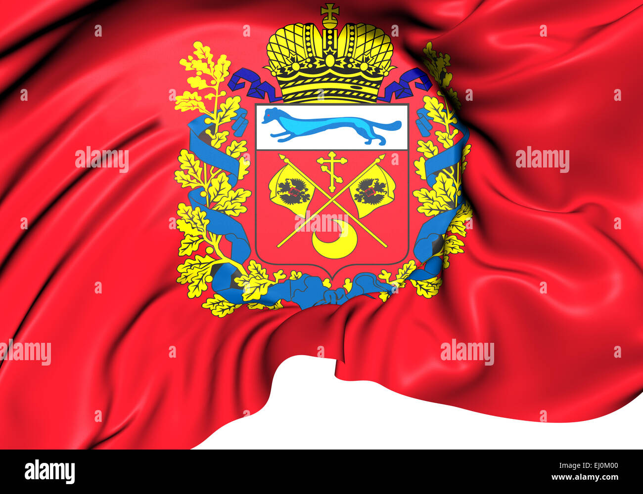 Bandiera di Orenburg oblast, Russia. Close up. Foto Stock
