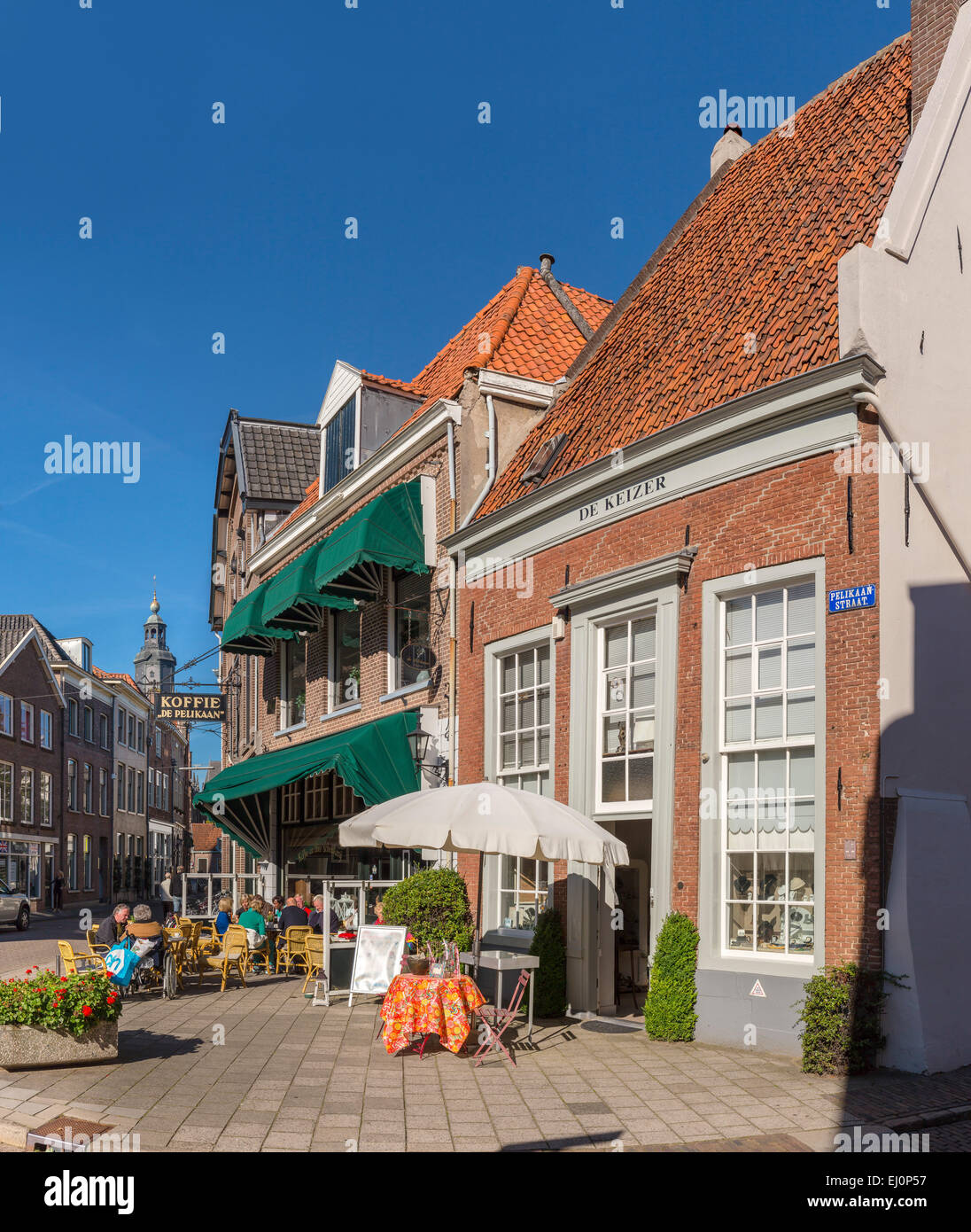 Paesi Bassi, Olanda, Europa, Zutphen, Gelderland, villaggio, estate, outdoor cafe, Foto Stock