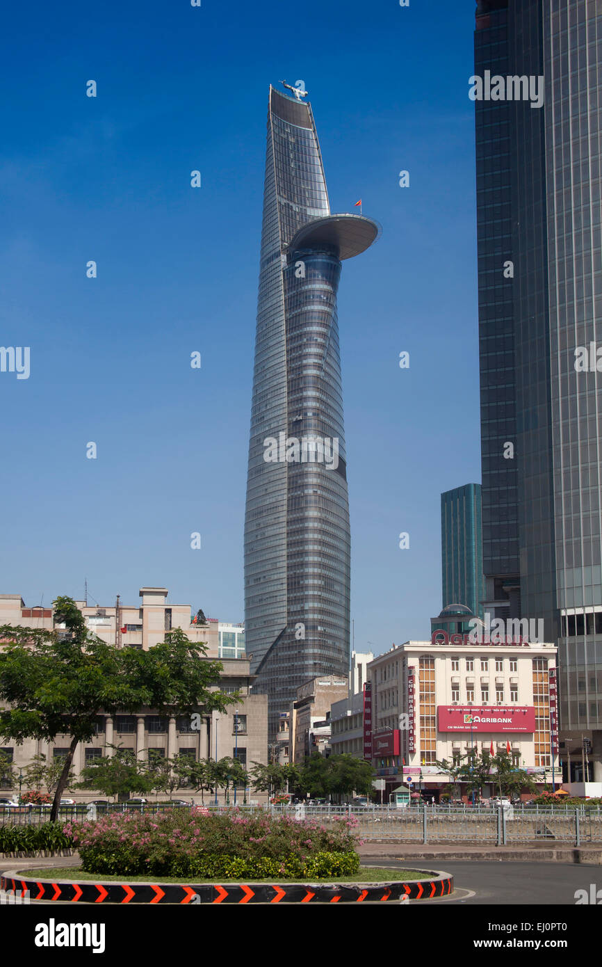 Torre, architettura, Asia, Asia, esterno, vista esterna, Bitexco, Chi, città, finanziari, finanze, finanza mercato, Ho, Ho Chi Minh Foto Stock