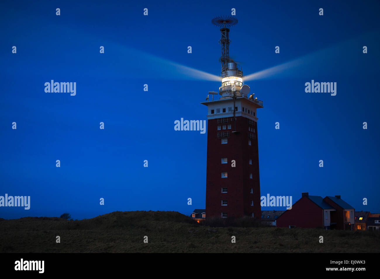 Di sera, Germania, Europa, crepuscolo, crepuscolo, isola principale, Helgoland, in alto mare e deep-sea island, isola, isola, costa, faro, l Foto Stock