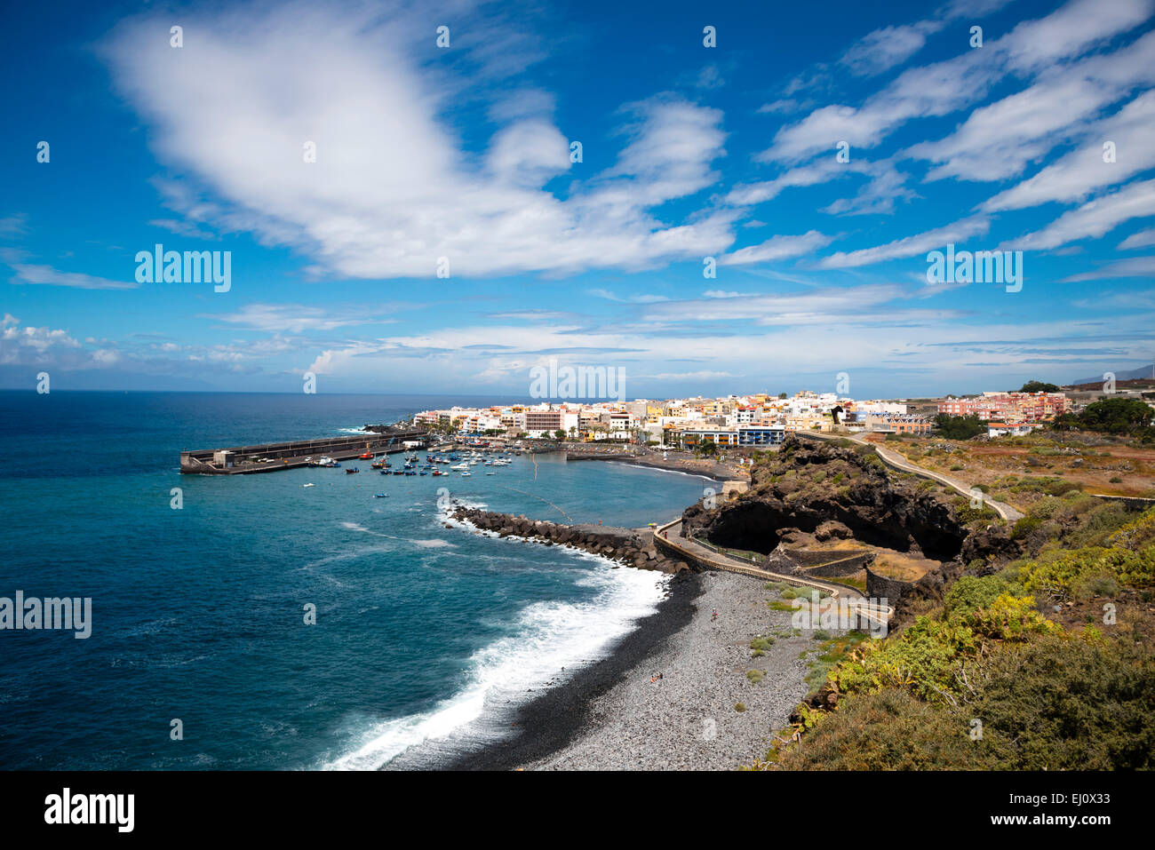 Spiaggia, mare, Playa San Juan, Playa de San Juan, provincia di Santa Cruz de Tenerife, west coast, Tenerife, Isole canarie, Spagna, Foto Stock