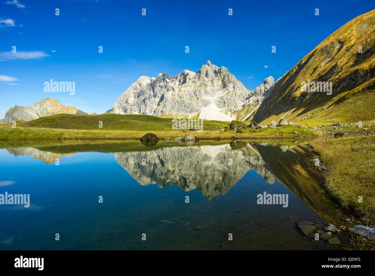 Eissee, Oytal, grande, grande, selvaggi, alto gruppo di uccelli, cavallo gruppo dente, Alpi Allgäu, Baviera, Germania, Europa Foto Stock