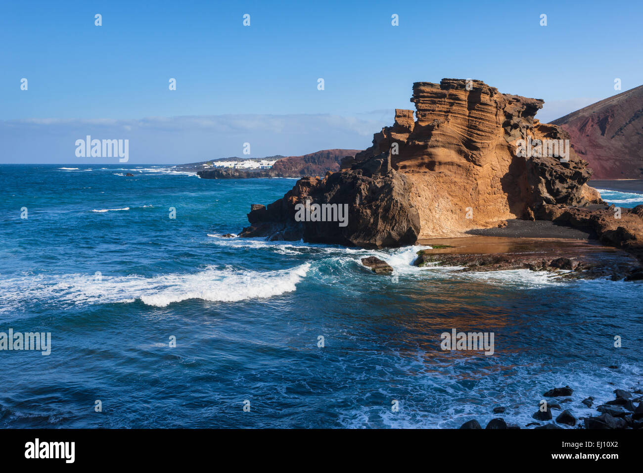 El Golfo, Spagna, Europa, isole canarie Lanzarote, costa, mare, paesaggi vulcano Foto Stock