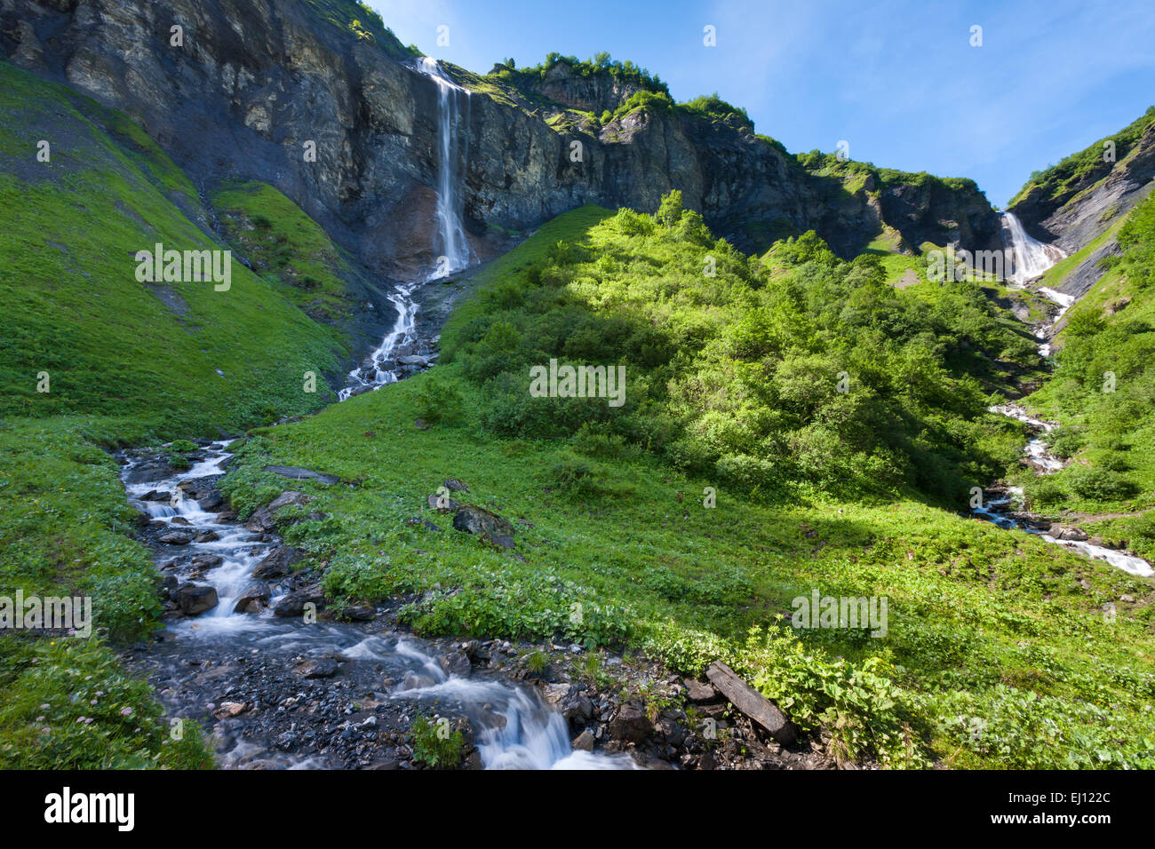 Batöni, Svizzera, Europa, Canton San Gallo, area di Sargans, Weisstannental, cascate Foto Stock