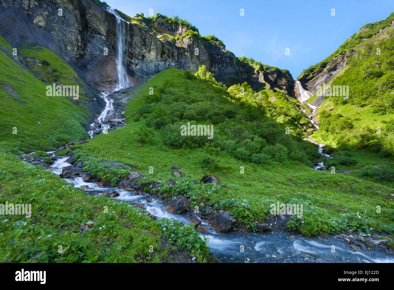 Batöni, Svizzera, Europa, Canton San Gallo, area di Sargans, Weisstannental, cascate Foto Stock
