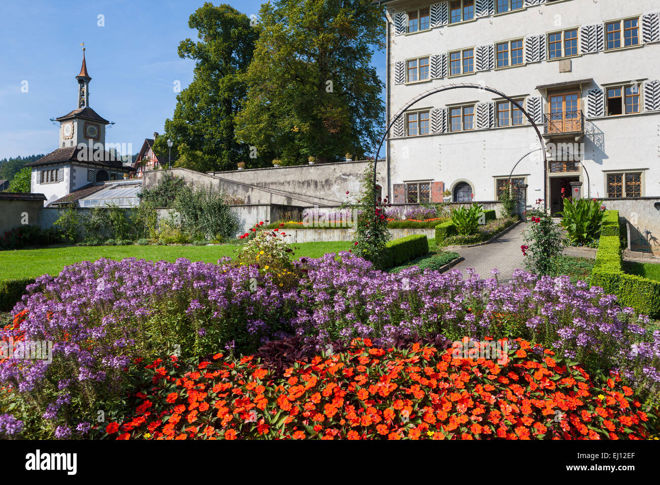 Hauptwil, Svizzera, Europa, del Cantone di Turgovia, castello, il giardino del castello Foto Stock