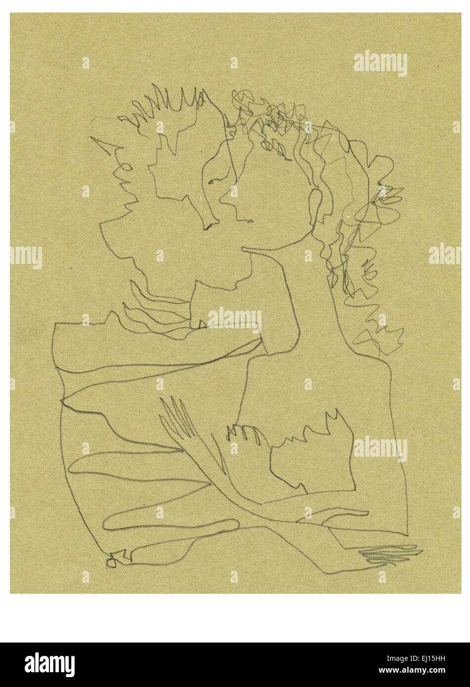 Fatto a mano illustrazione - linea tecnica. Gli amanti. Foto Stock