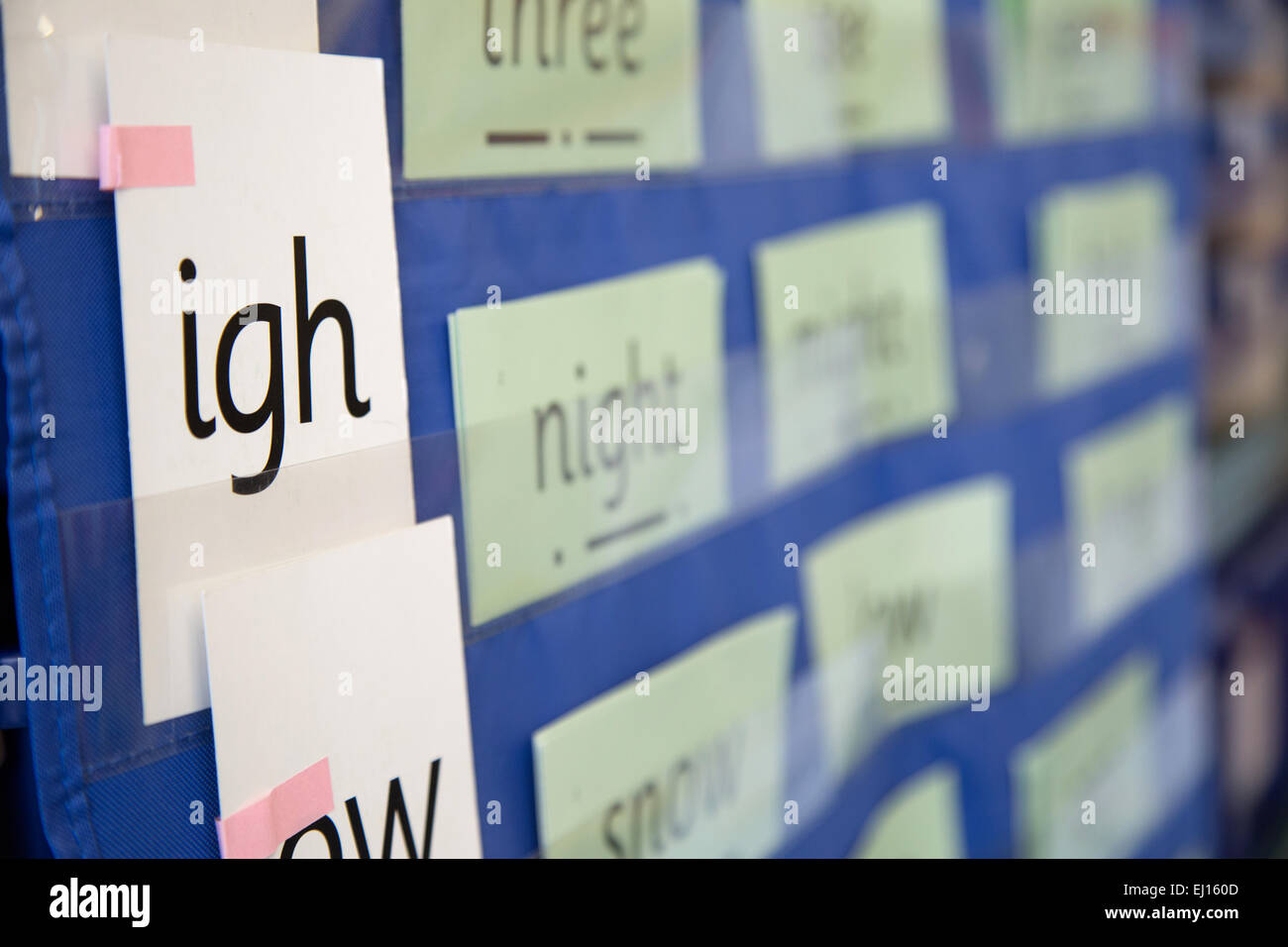 Le schede flash in un Regno Unito la scuola primaria aiutando con il tasso di alfabetizzazione e di lettura Foto Stock