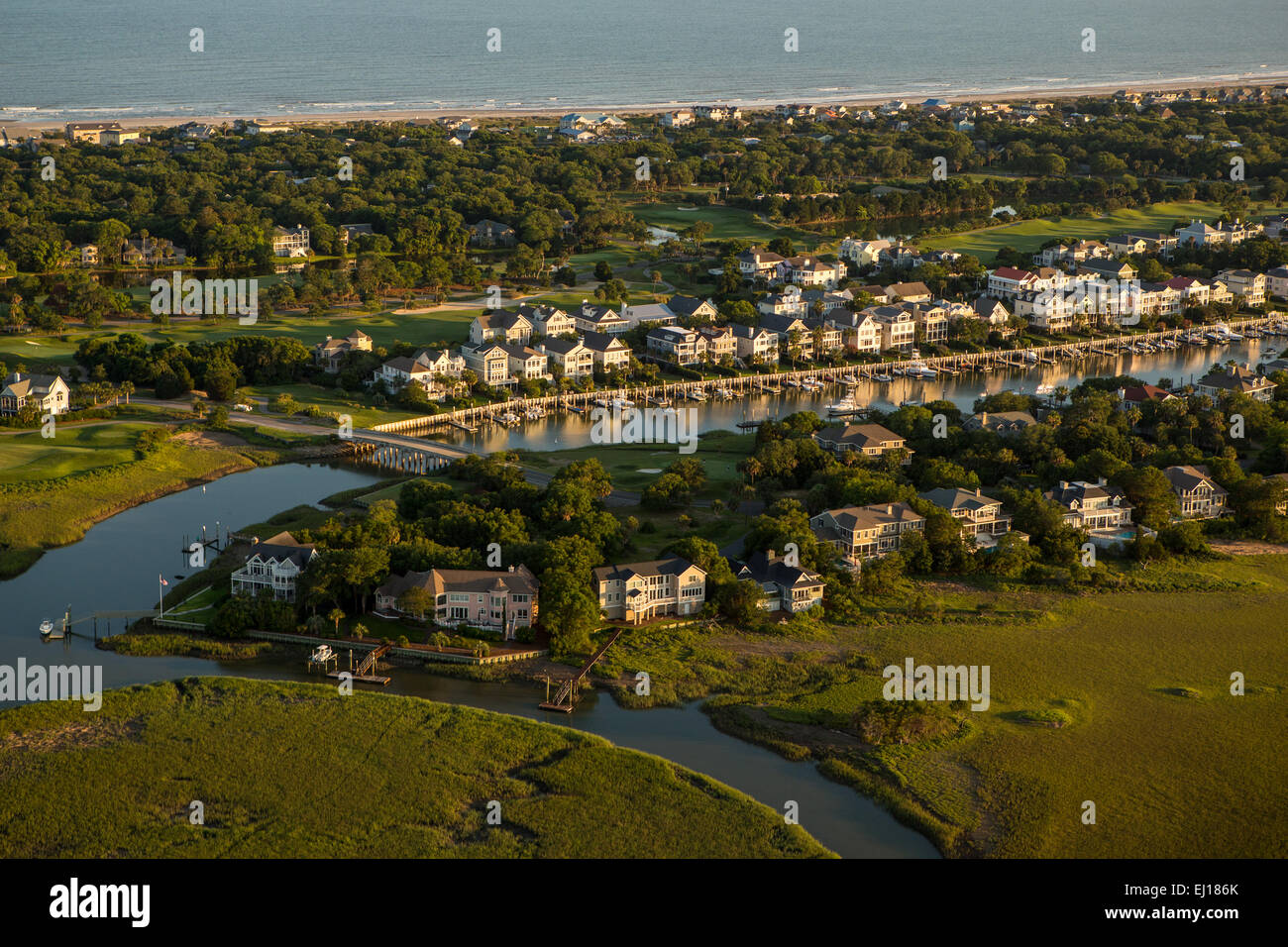 Vista aerea della Wild Dunes Resort di sviluppo sulla isola di palme di Charleston, Sc Foto Stock