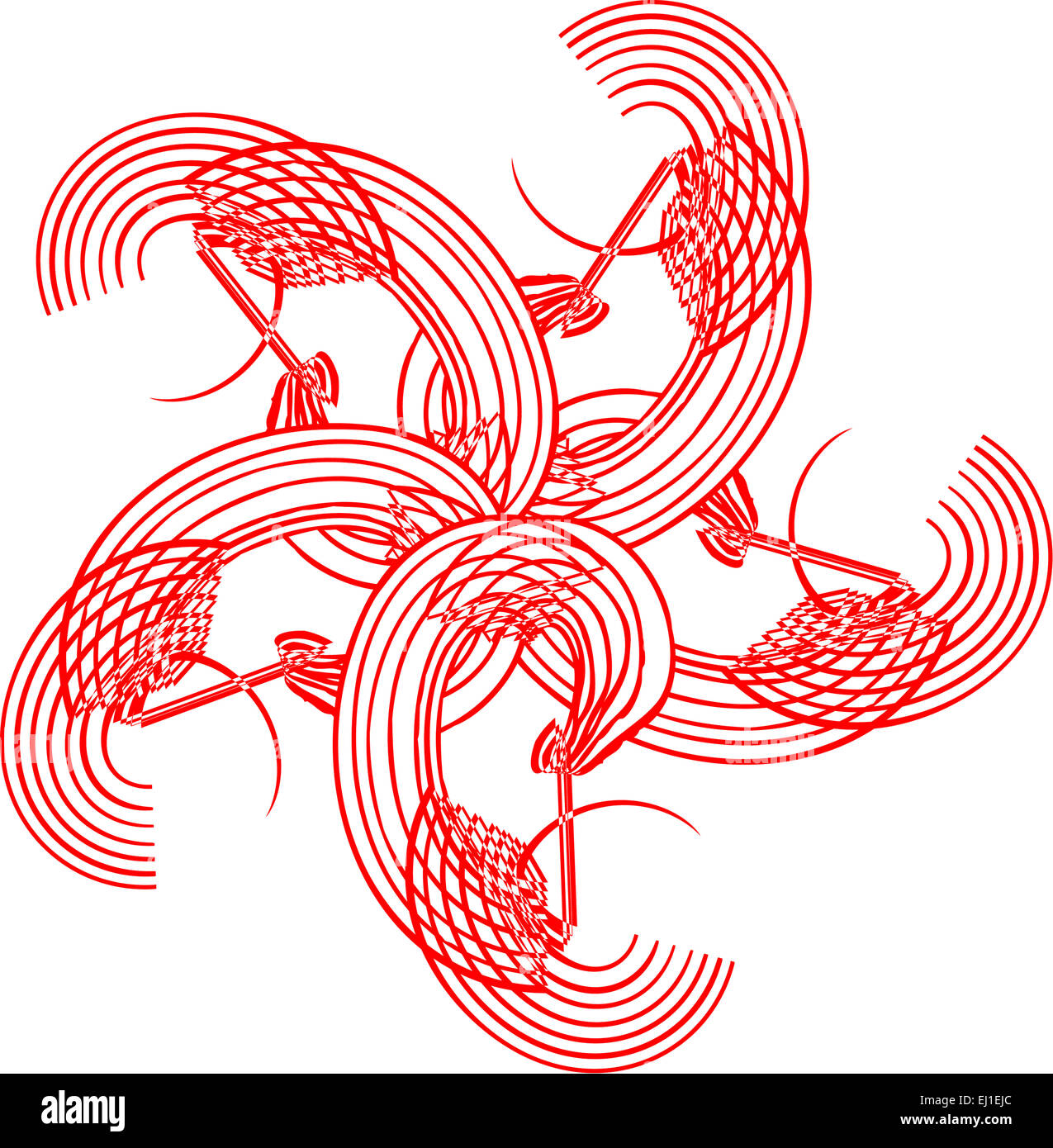 Un elegante simbolo di vorticazione in rosso. Foto Stock