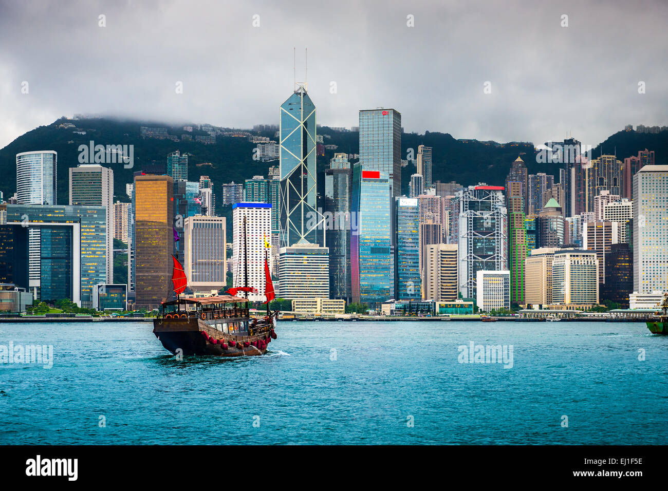 Hong Kong Cina lo skyline della citta'. Foto Stock