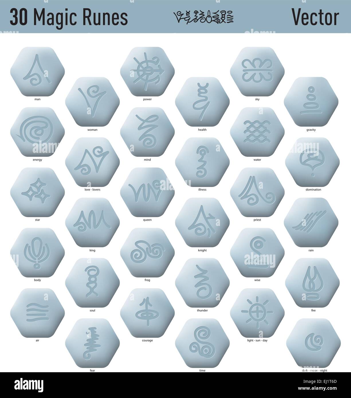 Trenta bella e antica magia elfic rune Illustrazione Vettoriale