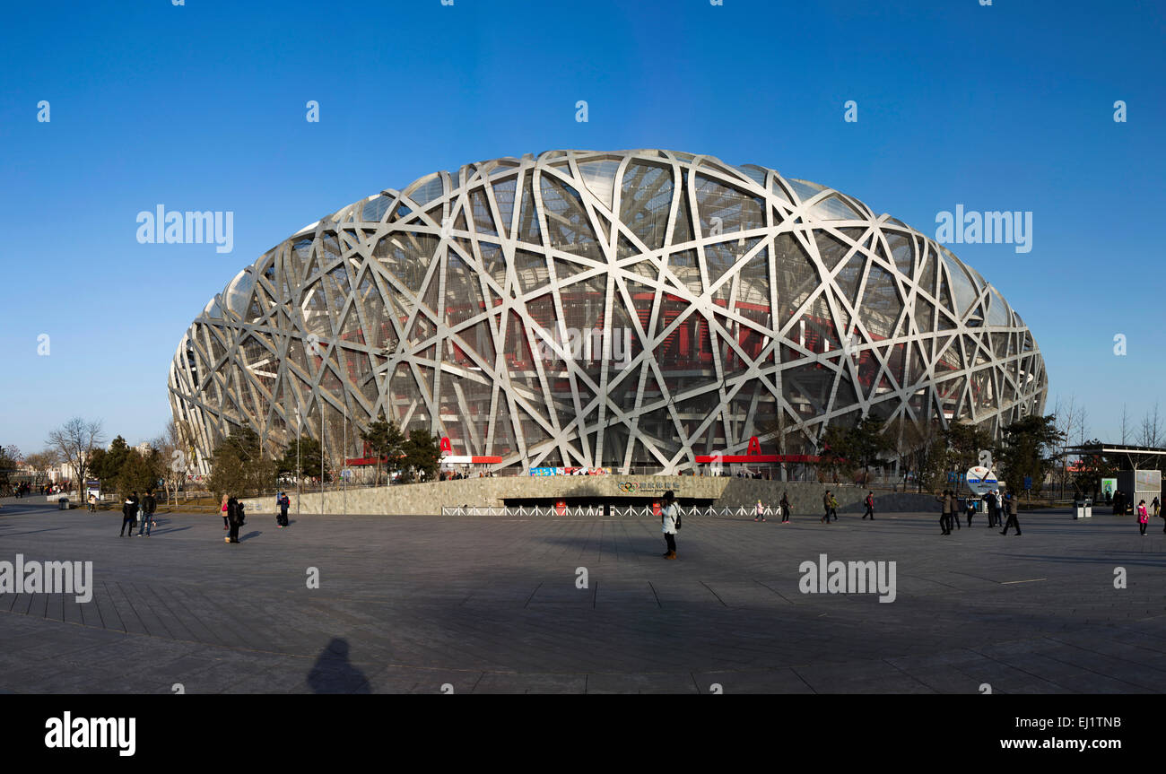 Chinese National Stadium (Bird Nest) al giorno Foto Stock