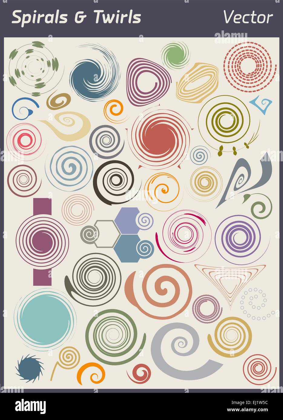 Colori vari spirali e ghirigori in formato vettoriale Illustrazione Vettoriale