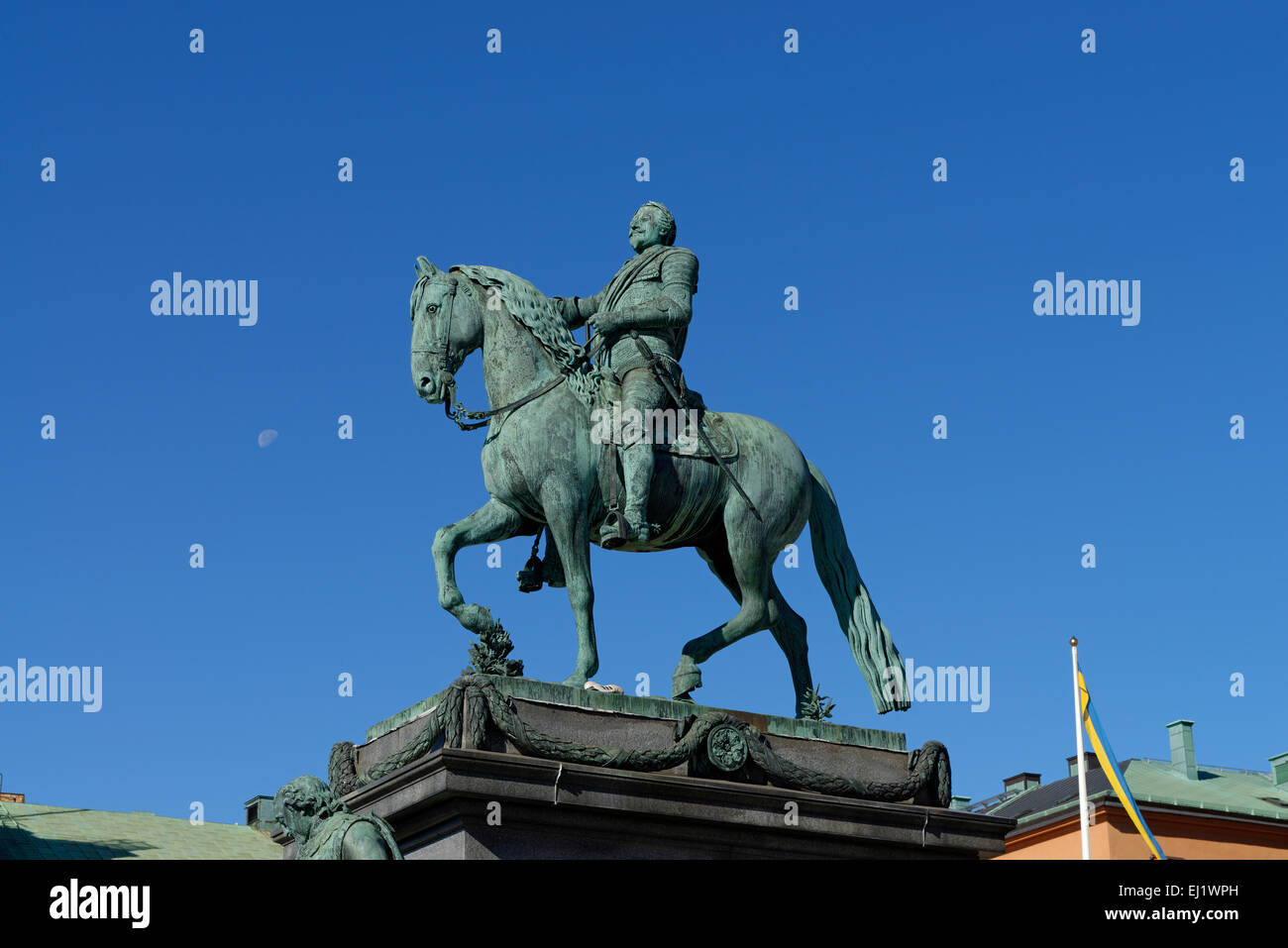 Statua di Gustav II. Adolf, Gustav Adolfs Torg, Norrmalm, Stoccolma, Svezia Foto Stock