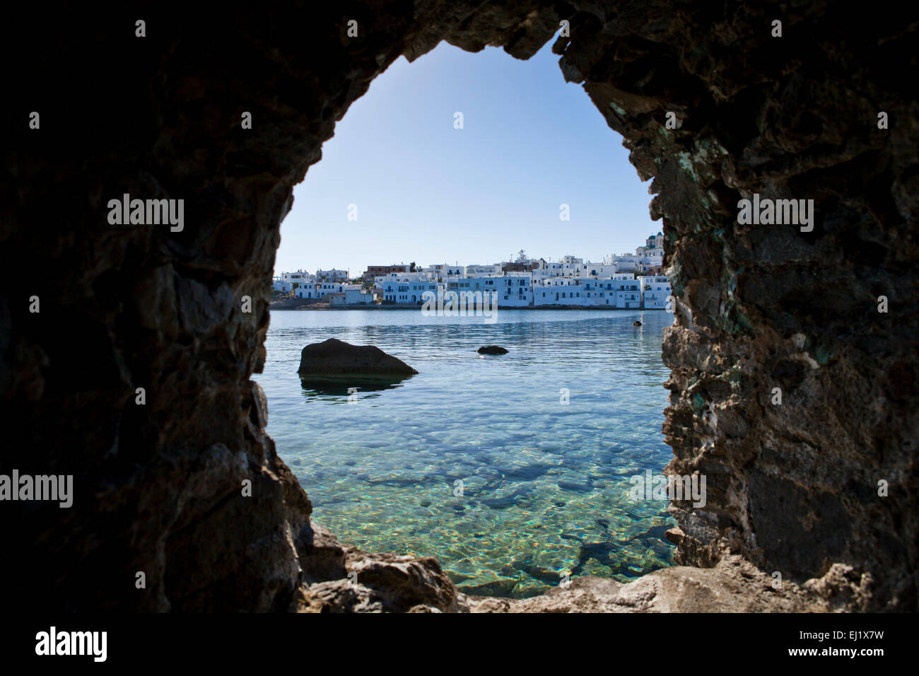 Paros Castello Veneziano a Naoussa a Paros, Grecia. Foto Stock