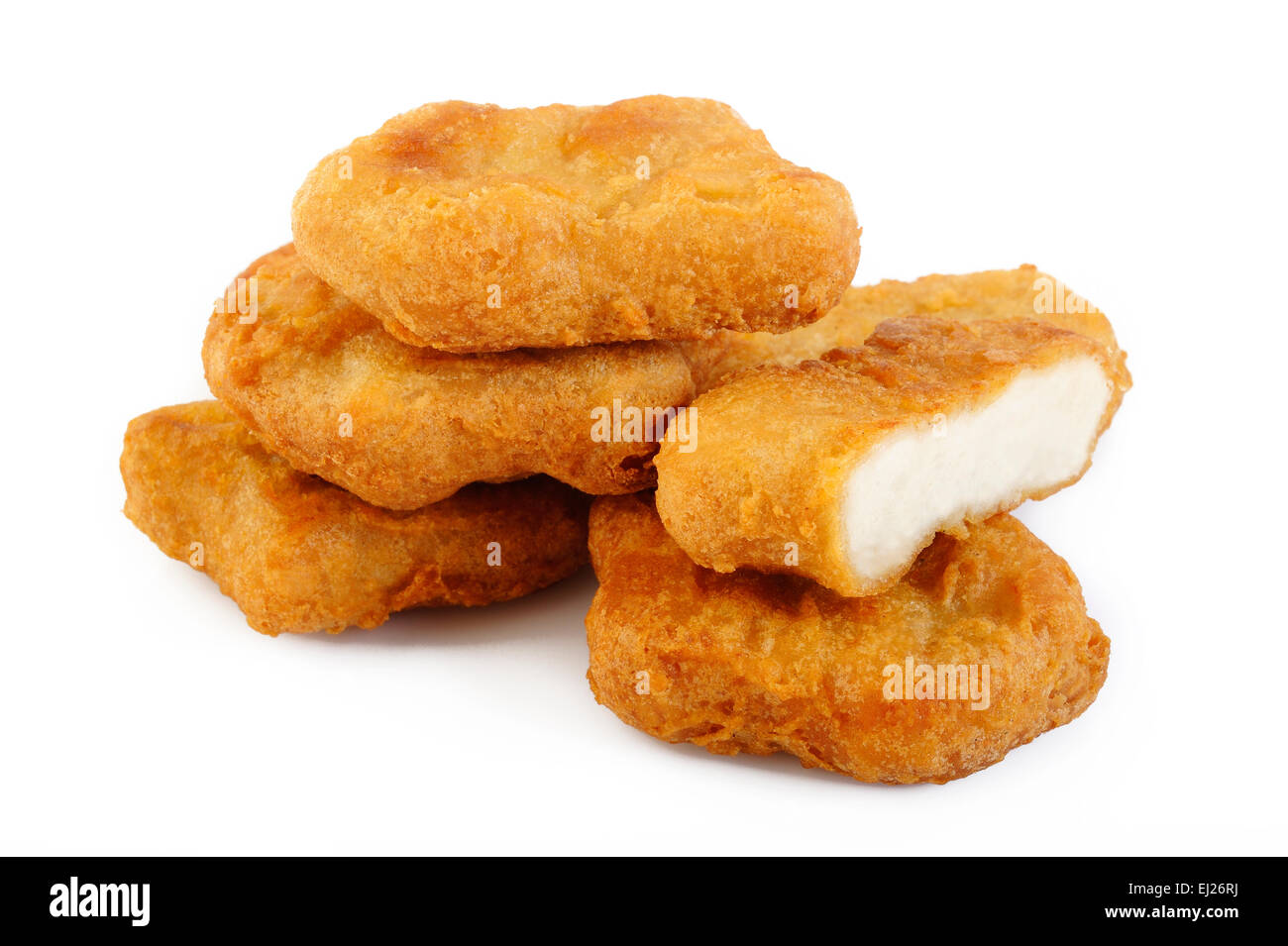 Pepite di pollo isolati su sfondo bianco Foto Stock