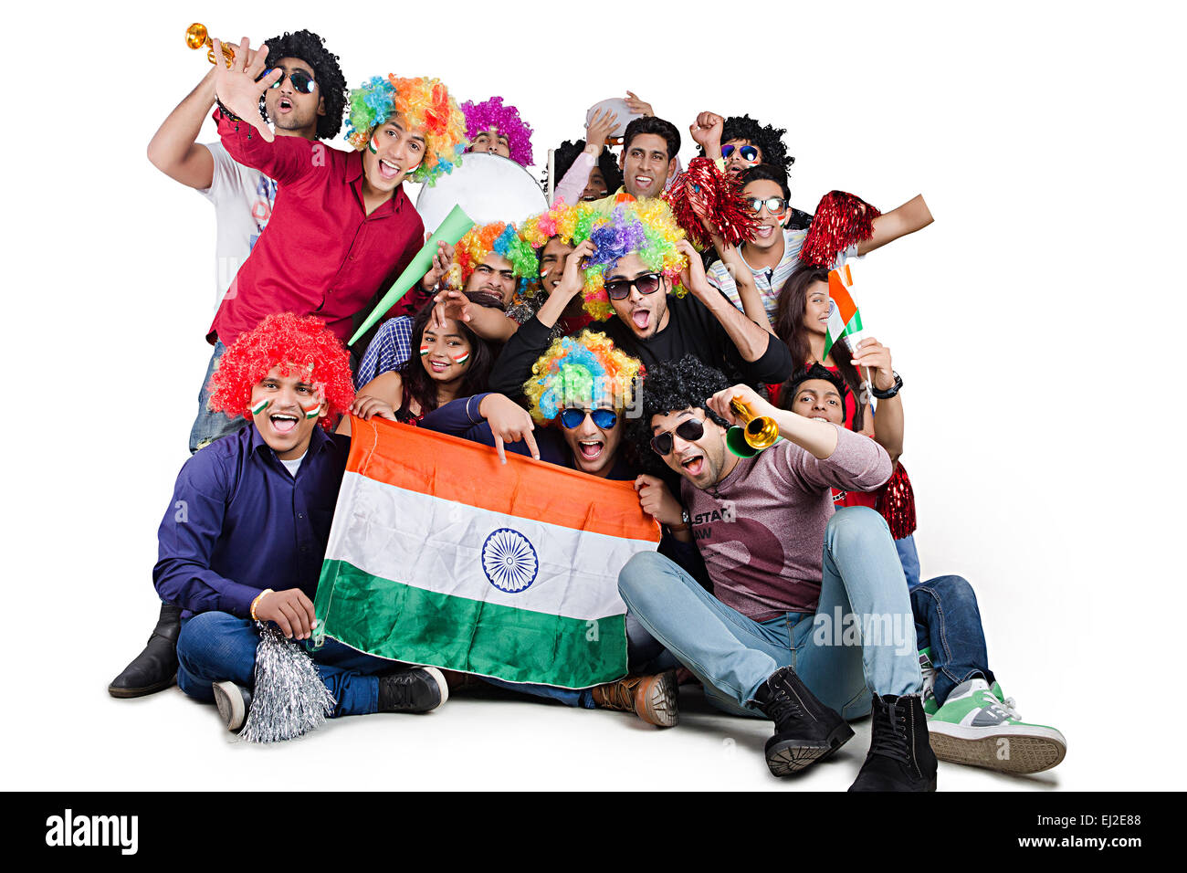 Indian Cricket spettatori folla di gruppo Foto Stock