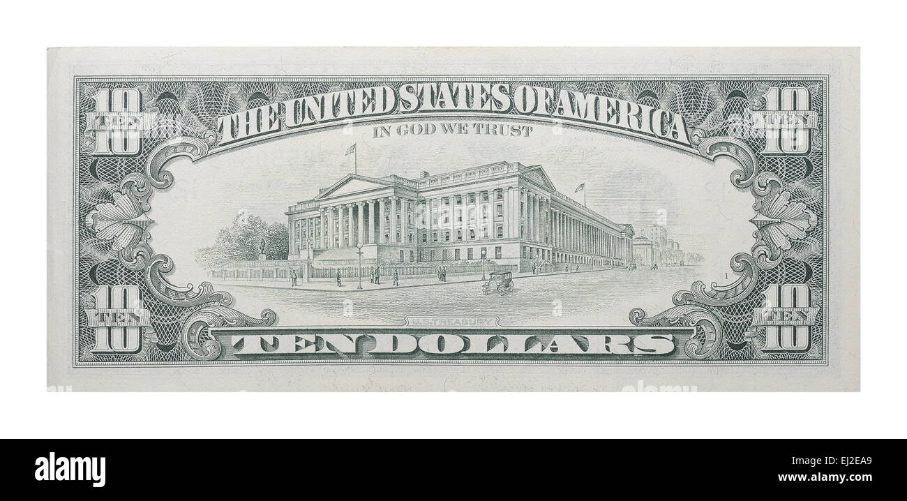 Dieci dollari banconota Foto Stock