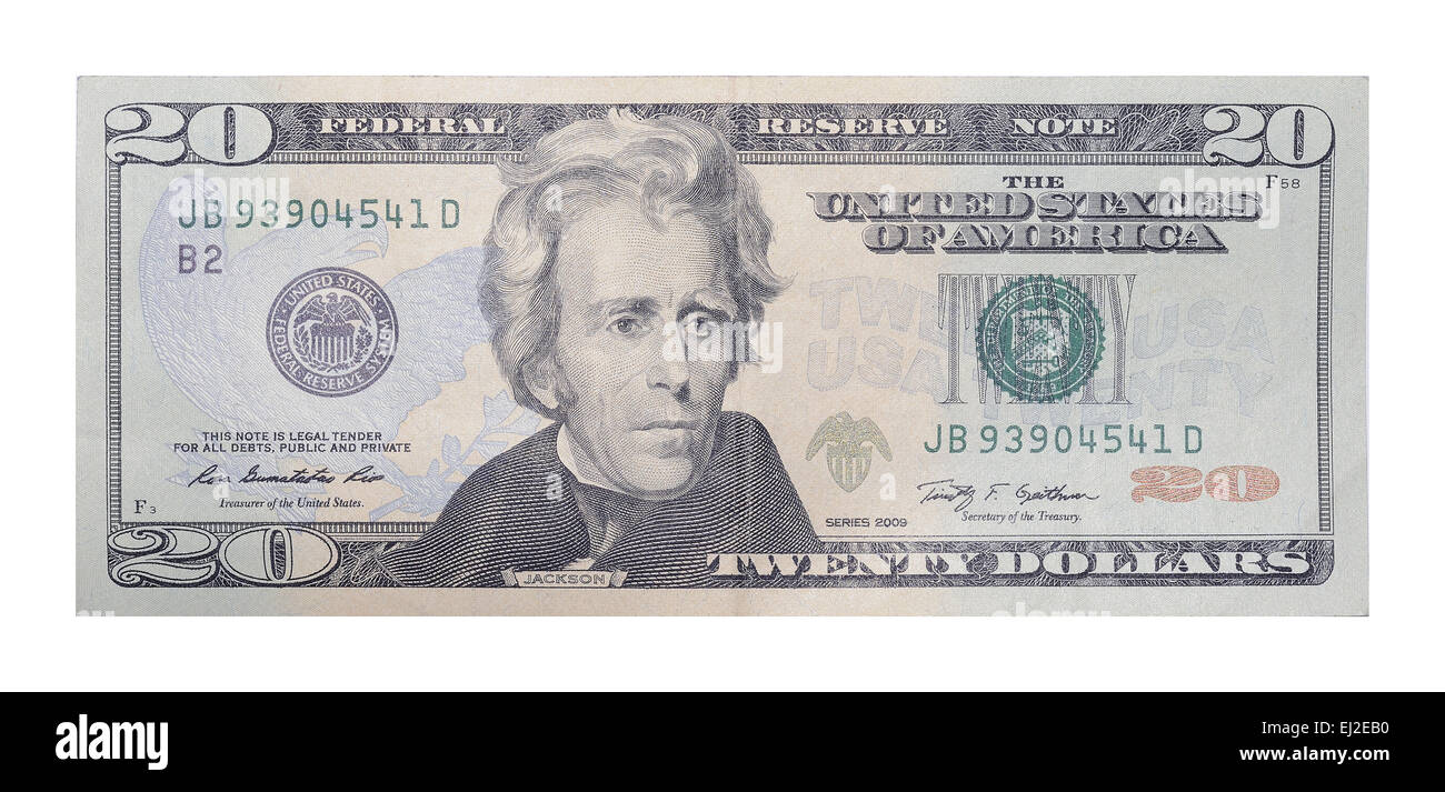 Nuovo 20 dollari banconota Foto Stock