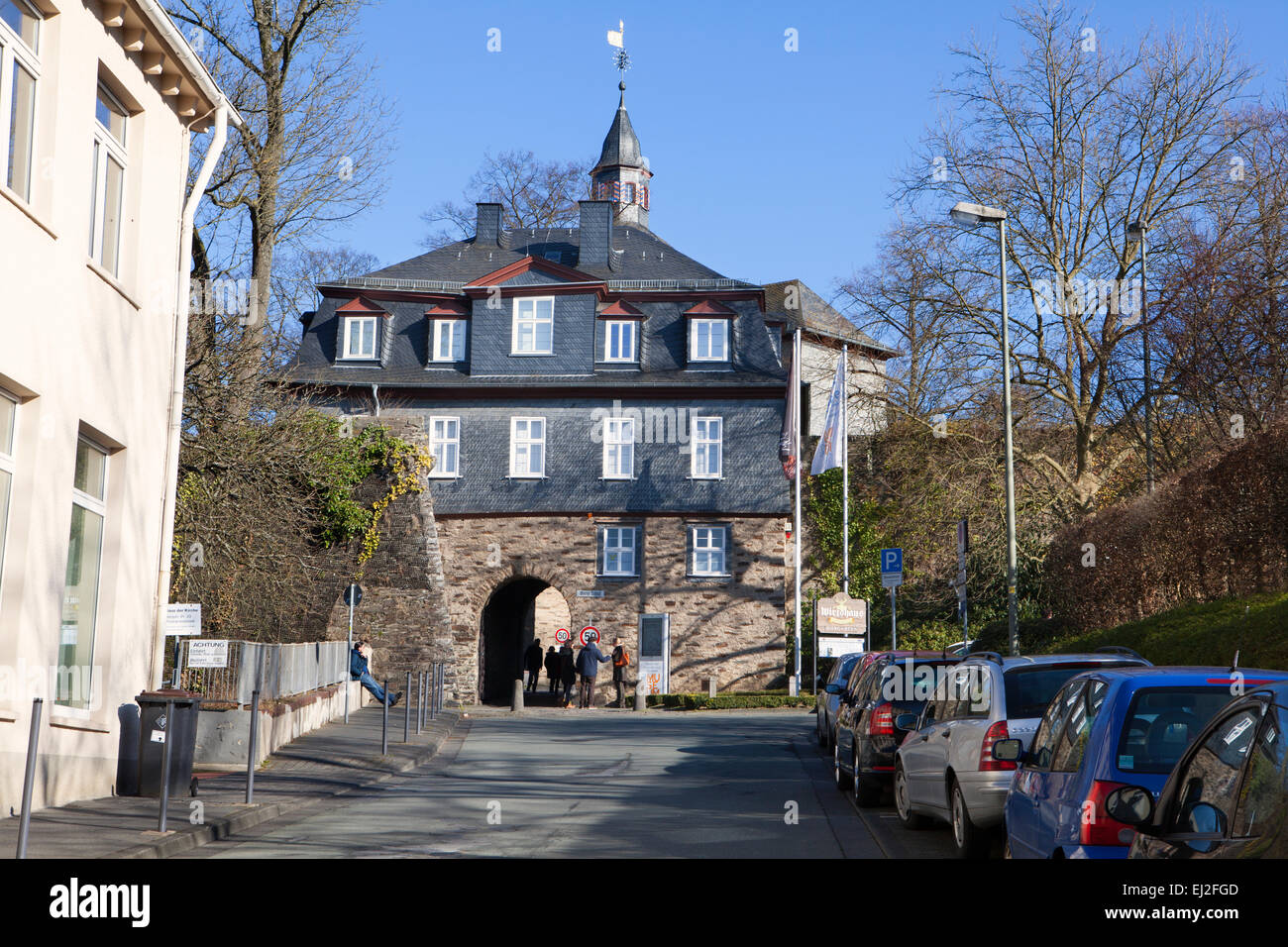 Gli edifici del castello del Oberes Schloss o castello superiore, Siegen, Renania settentrionale-Vestfalia, Germania, Europa Foto Stock