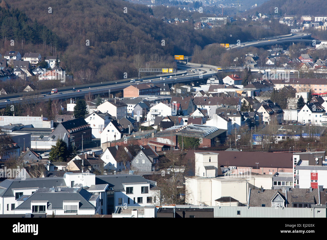 Vista panoramica di Siegen, Renania settentrionale-Vestfalia, Germania, Europa Foto Stock