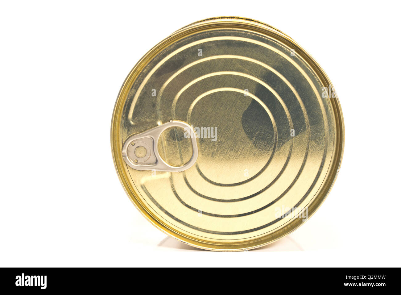 Lattina chiusa può su bianco Foto Stock