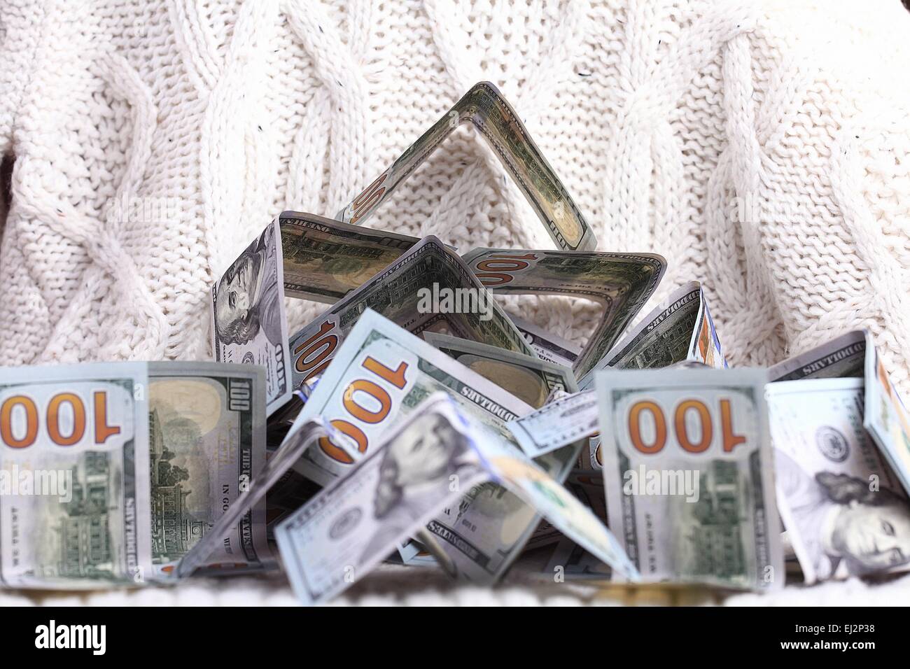 Sfondo di denaro di dollari in contanti pila Foto Stock