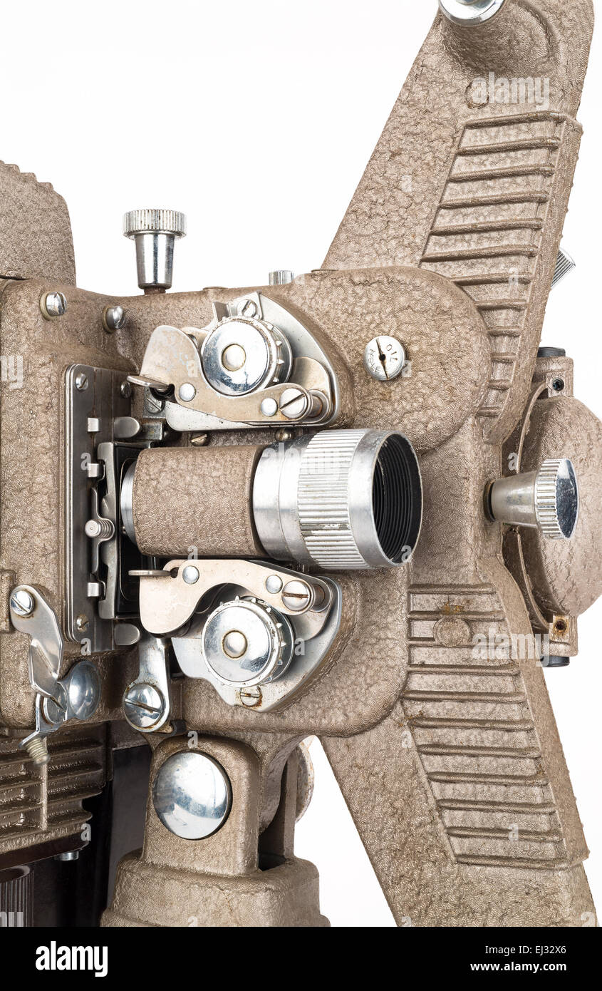 Close up di vintage 8mm proiettore video. Foto Stock