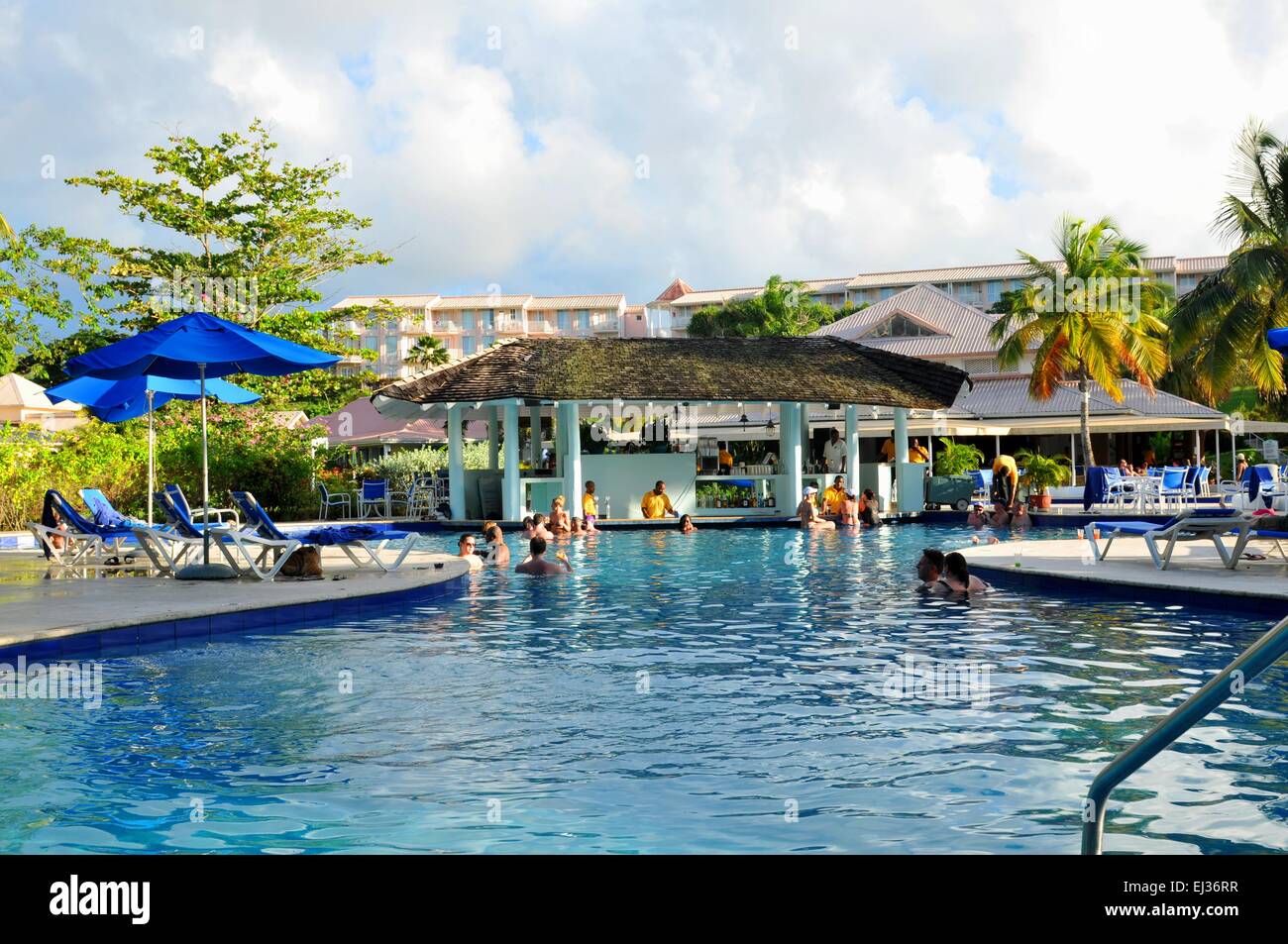 Resort tropicale di Saint Lucia, Caraibi Foto Stock