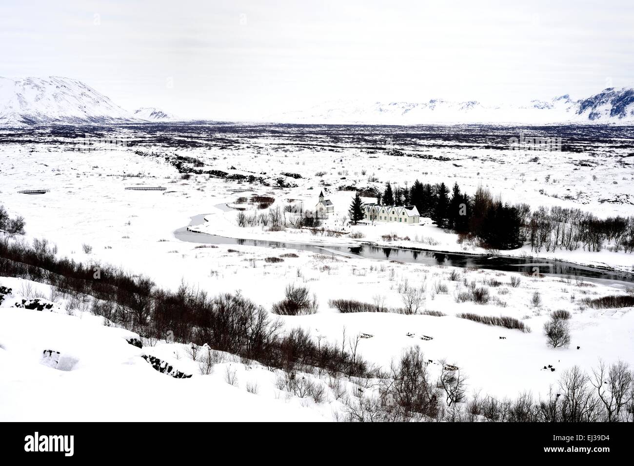 Pingvellir National Park in inverno in Islanda Foto Stock