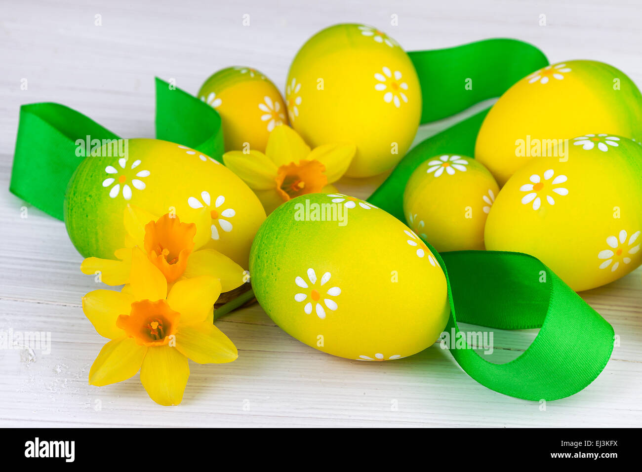 Decorazione di pasqua in giallo il colore verde Foto Stock