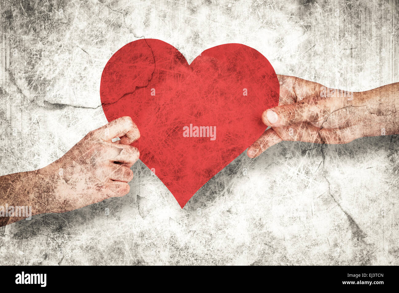 Immagine composita di mani cuore rosso Foto Stock
