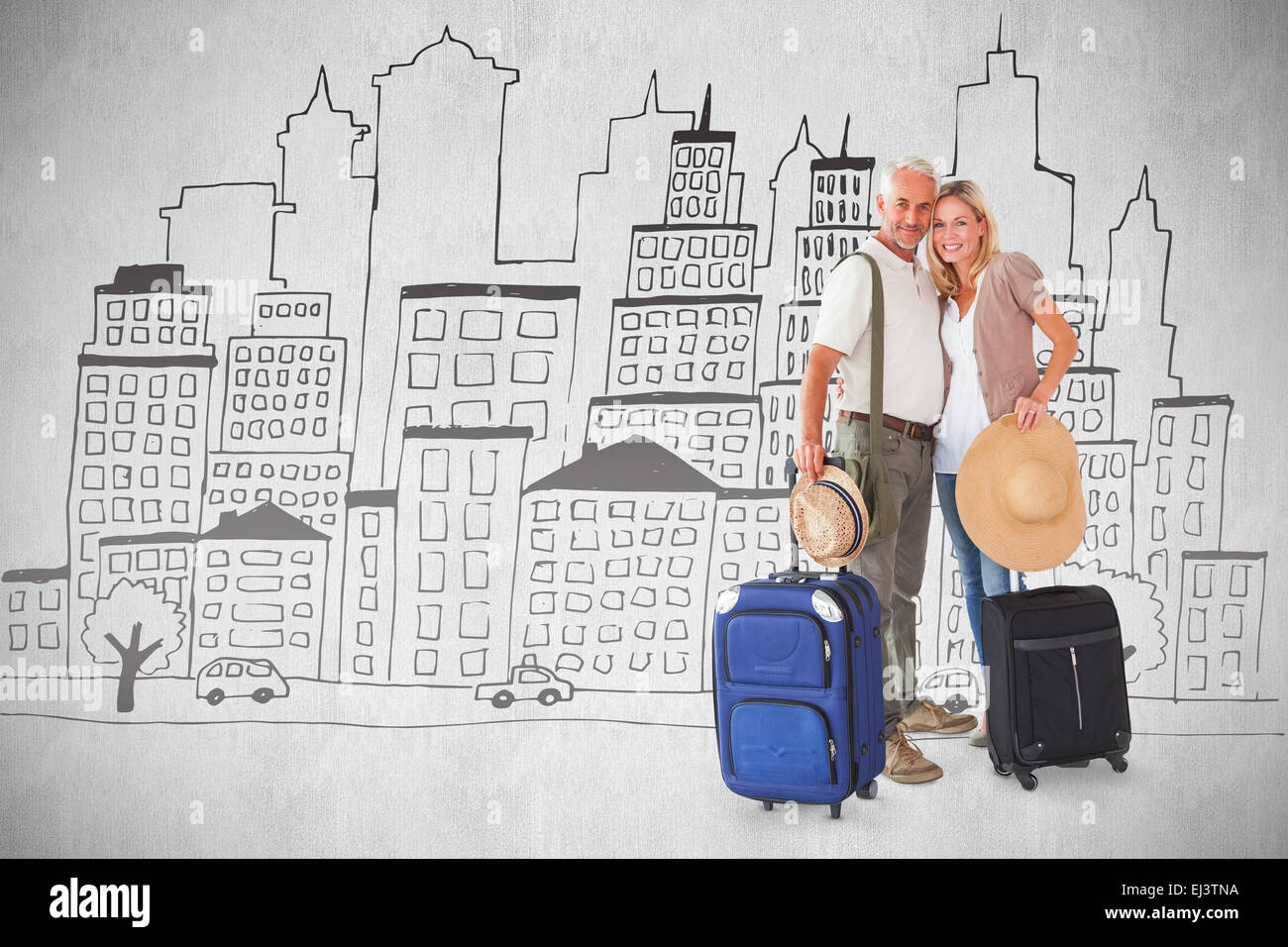 Immagine composita della coppia felice pronto per andare in vacanza Foto Stock