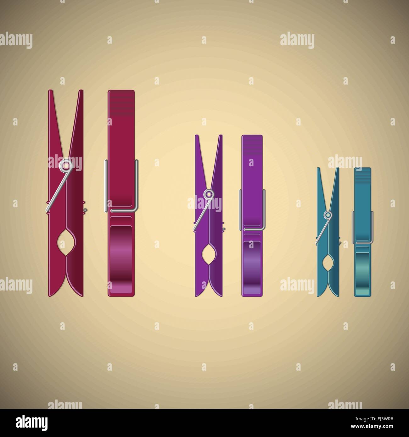 Vestiti Pin impostato sul gradiente dello sfondo, illustrazione vettoriale Illustrazione Vettoriale