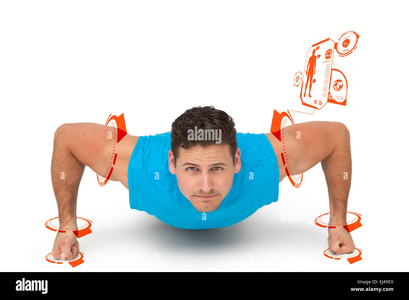 Immagine composita del ritratto di un uomo determinato facendo ups push Foto Stock