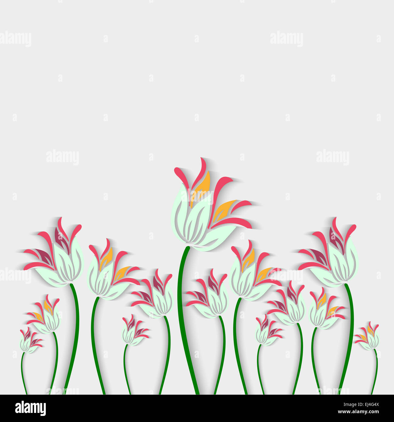Bouquet di fantastici fiori bianchi realizzati in 3d style Foto Stock