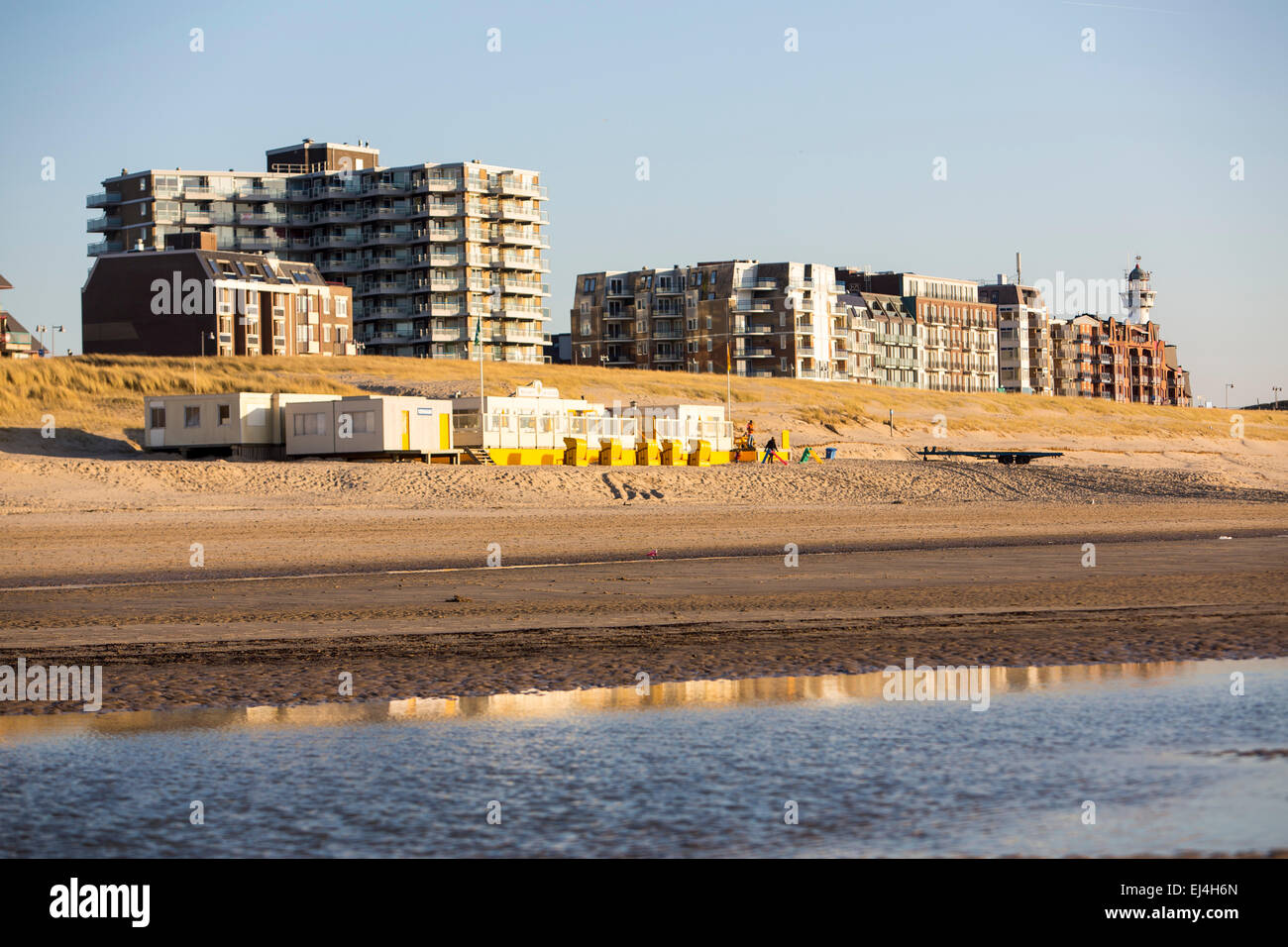 Egmond aan Zee, North Holland, Paesi Bassi, costa del Mare del Nord, spiaggia, skyline, Foto Stock