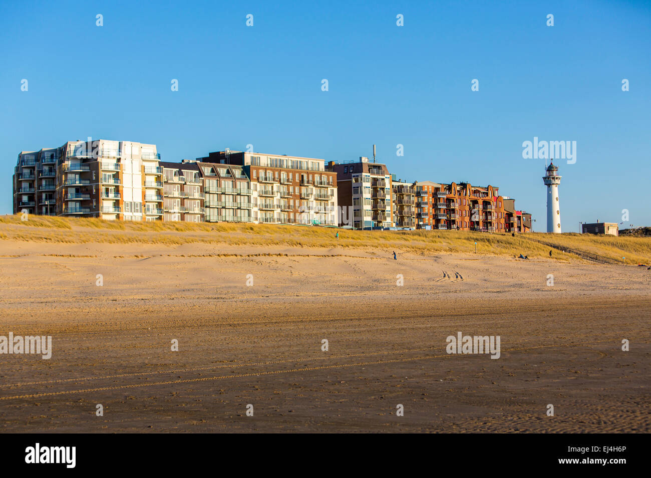 Egmond aan Zee, North Holland, Paesi Bassi, costa del Mare del Nord, spiaggia, skyline, Foto Stock