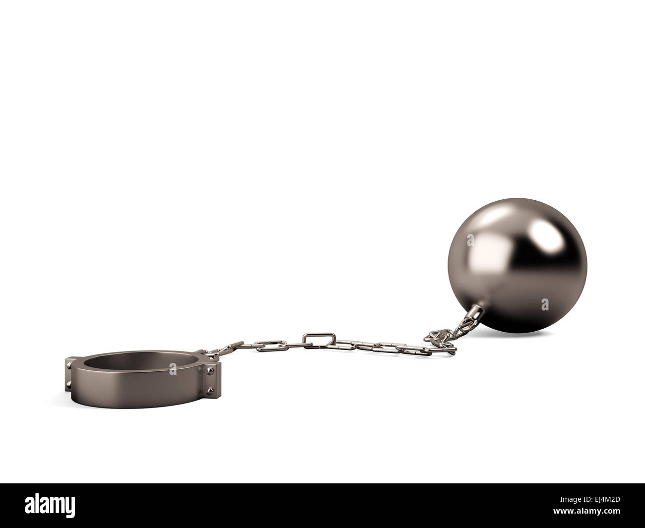 La sfera e la catena isolata su uno sfondo bianco Foto Stock