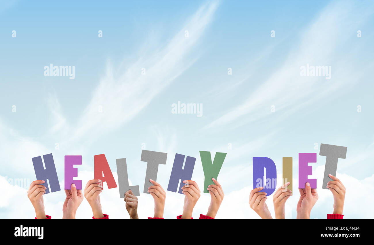Immagine composita di mani fino dieta sana Foto Stock