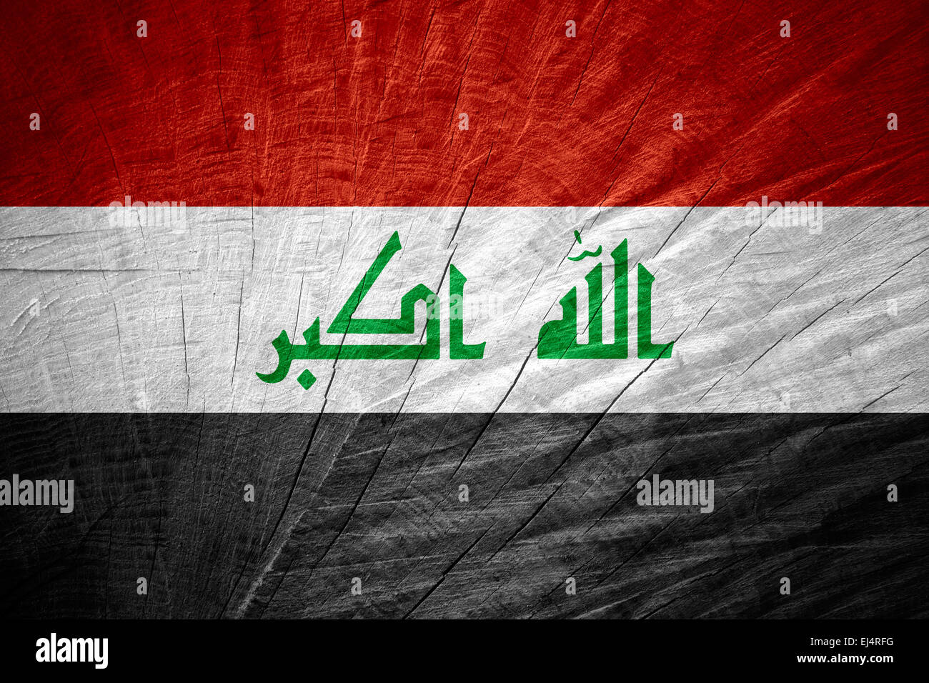 Iraq bandiera o irachena banner sulla texture in legno Foto Stock